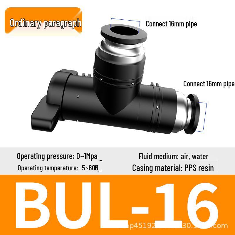 Zhuoji Pneumatic BUC-6-10 Hand Valve with 8mm Tubing, 12mm Straight-Through Air Valve, Quick-Connect Fittings.