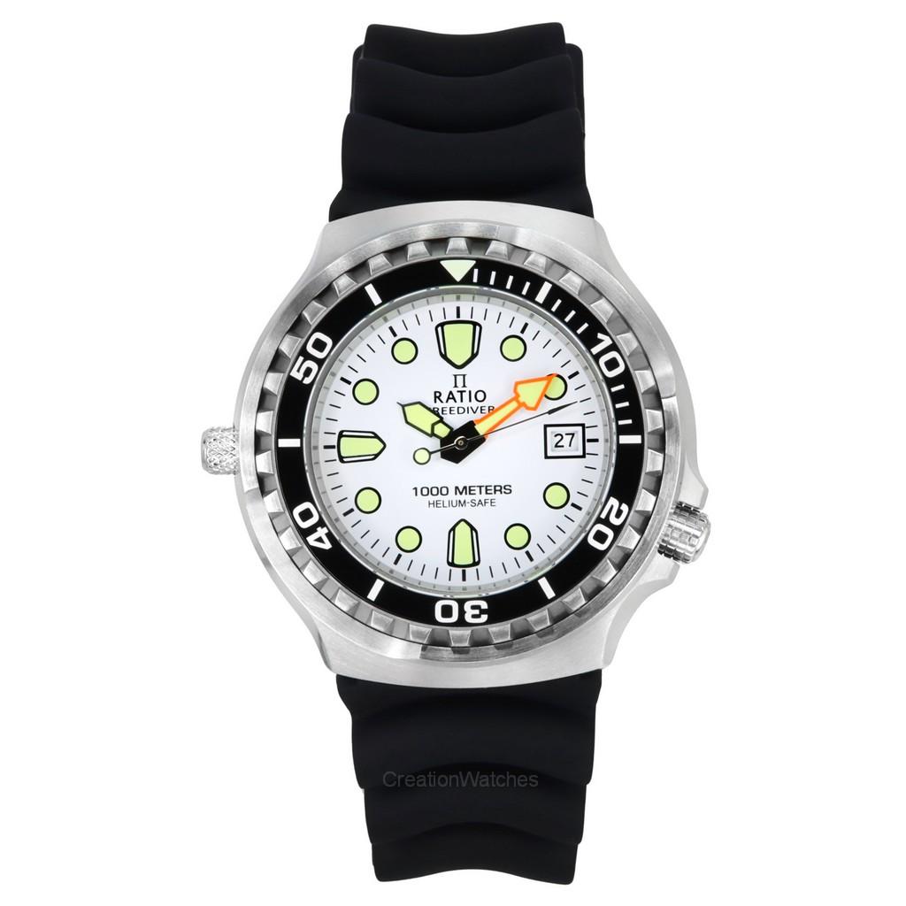 RATIO FreeDiver Версия 02 Helium Safe 1000M Сапфировый кварцевый белый циферблат 1038EF102V-WHT-V02 Мужские часы