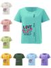 Women's Fashion Love Letters Print Casual Cotton Linen Short Sleeve Round Neck T-shirt Shirt Leisure Loose Summer Blouse Tops