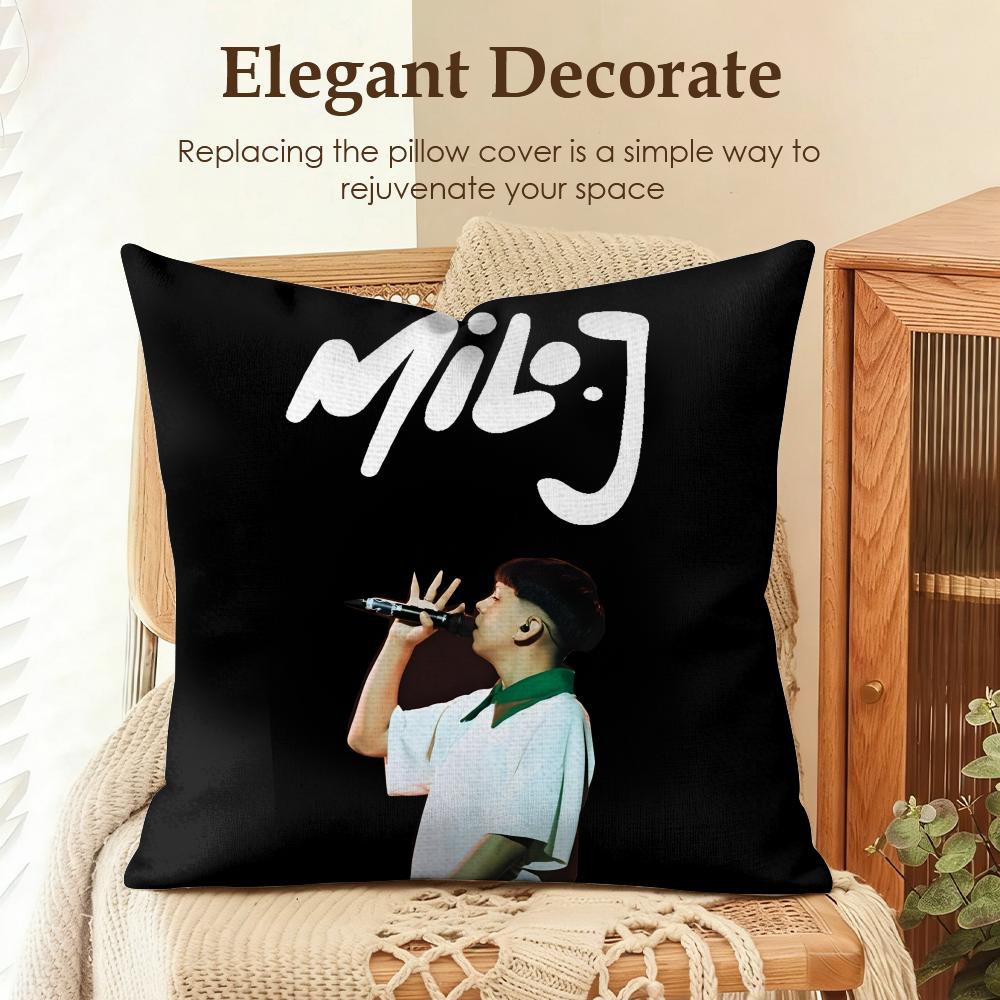 Rapper SInger MMilo j Cushion Cover Natural Linen Organic Fabric DoubleSided Printing Sofa Home Decor Gift Pillow Case
