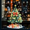 Creative Room Embellishments Christmas Tree Static Window Sticker, Waterproof PVC Decal, Watercolor Home Holiday Accents Snowflake Glass Clings
