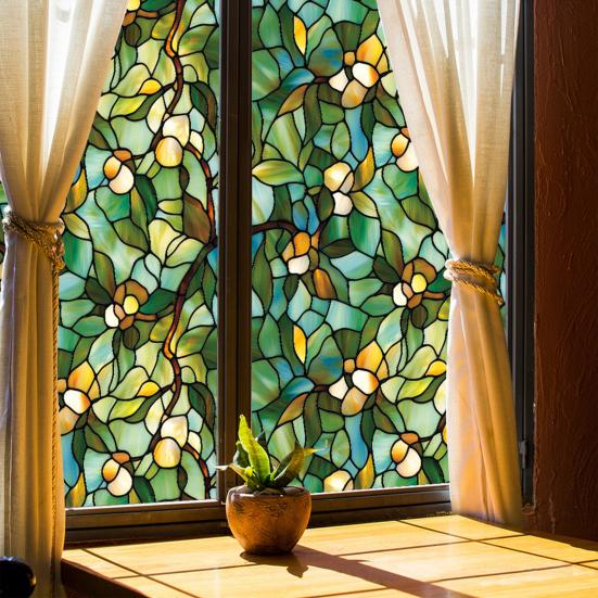 Пленка для конфиденциальности окон Статические витражные наклейки Съемная ПВХ декоративная оконная пленка для дома, кухни, гостиной, спальни