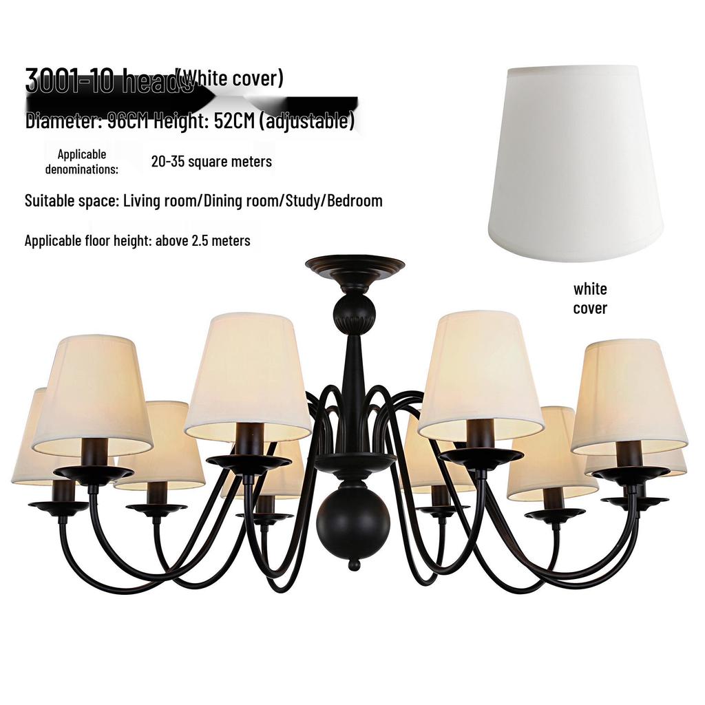 Черная ретро кованая люстра для гостиной, столовой или спальни