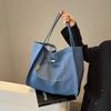 Simple and Large-capacity Denim Canvas Tote Bag Women's New Versatile Shoulder Bag Portable Fashion Shopping Bag Tide