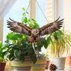 Hanging Fake Owl 2D Flat Owl Decoy with Reflective Tape Eagle Decoration with Bell To Keep Pigeon Away from Window for Balcony Patio Backyard