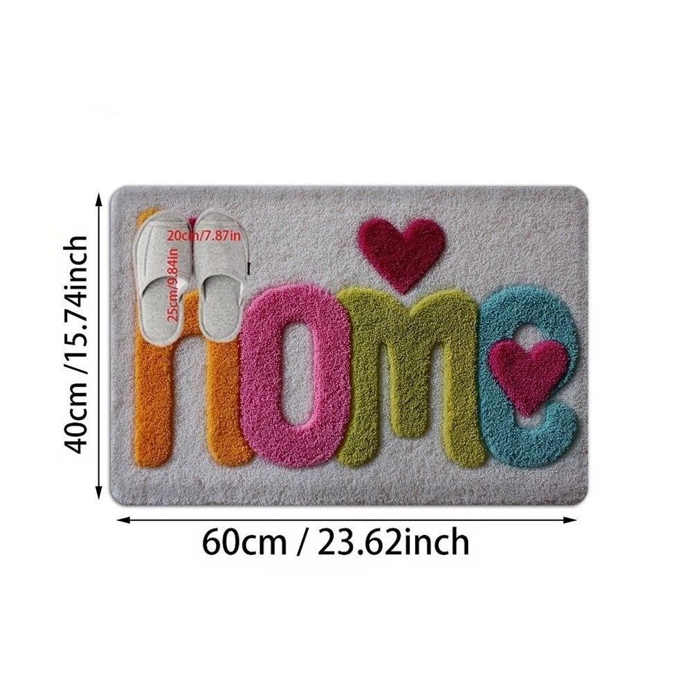 Flower Letter Absorbent Mat Love Heart Door Mat Creative Bathroom Mat  Wet Areas