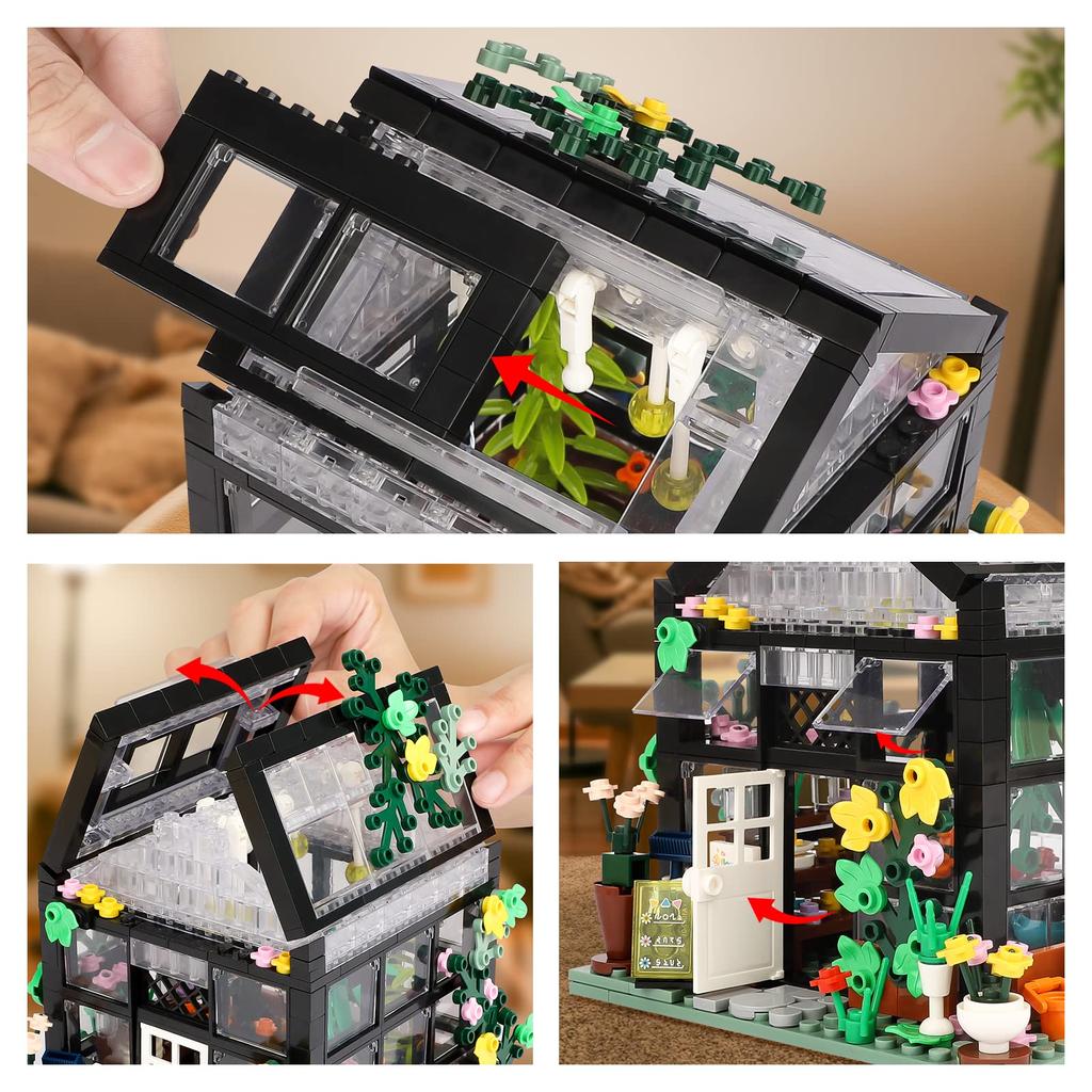 579PCS Creative House Coffee Shop Flower Store Architecture Building Block City Street View Bricks with LED Light Toys Gift
