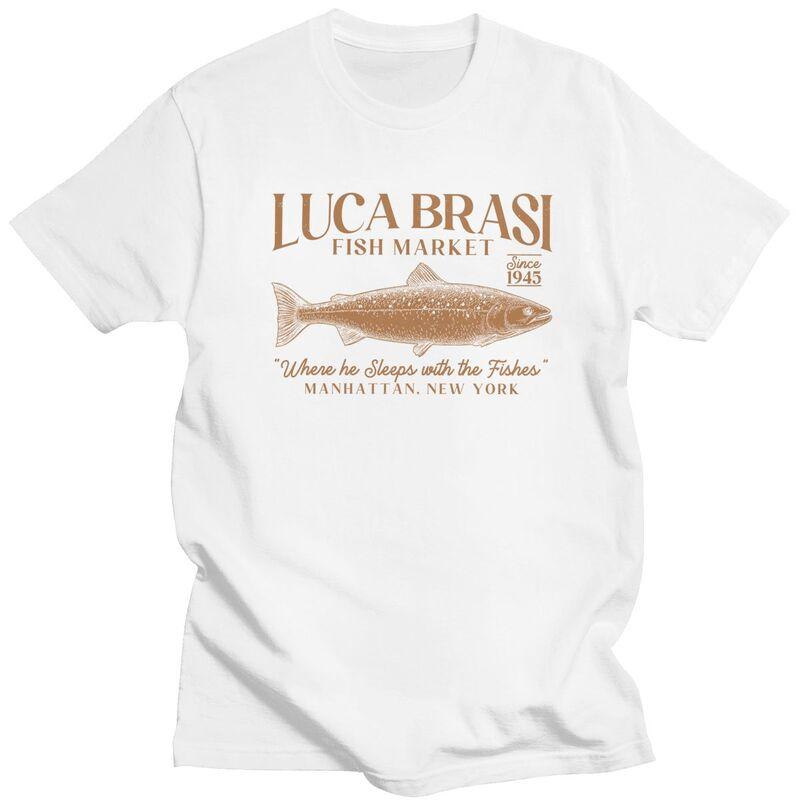 Vintage Luca Brasi Fish Market Since 1945 Tshirt Unisex Short Sleeve Casual Clothing Loose Oversized 100 Cotton Camisetas