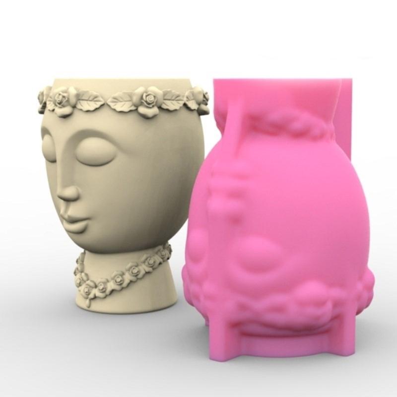 Ваза для цветов, силиконовая форма, инструмент для крафта, формы для сочных ваз в форме лица, бетонная силиконовая форма для цветочного горшка