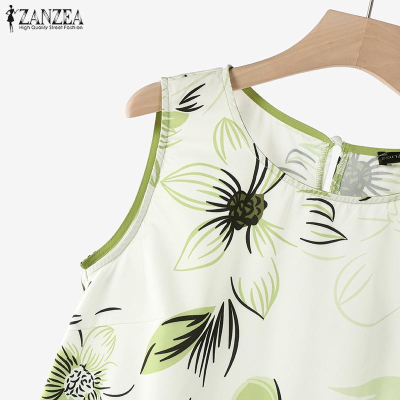 ZANZEA Женские принтованные майки и шорты, летние комплекты из двух частей