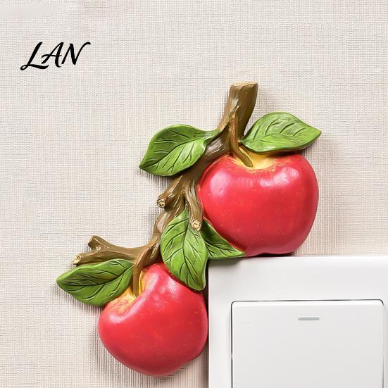 Decorative Switch Surround Fruit Wall Stickers, Creative Kitchen 3D Cute Bedroom Aesthetic Accessories Socket Decor, Resin Waterproof Decal