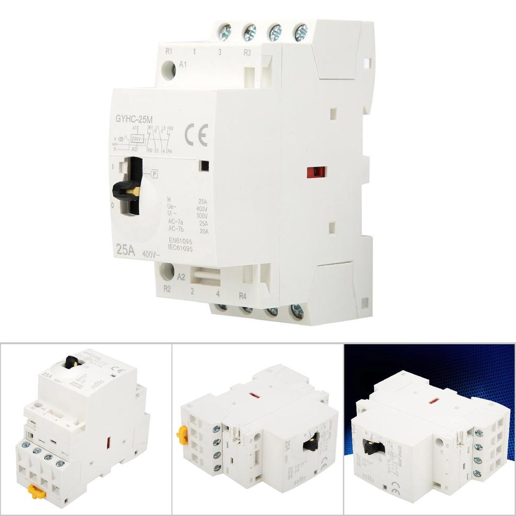 4P 25A 220V 50Гц Бытовой контактор переменного тока на DIN-рейку с переключателем ручного управления