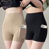 Women's High Waisted Slimming Yoga Shorts Built-in Pockets Tight Fitting Bottom Safety Pants Shark Pants Sports Fitness Shorts With Pocket