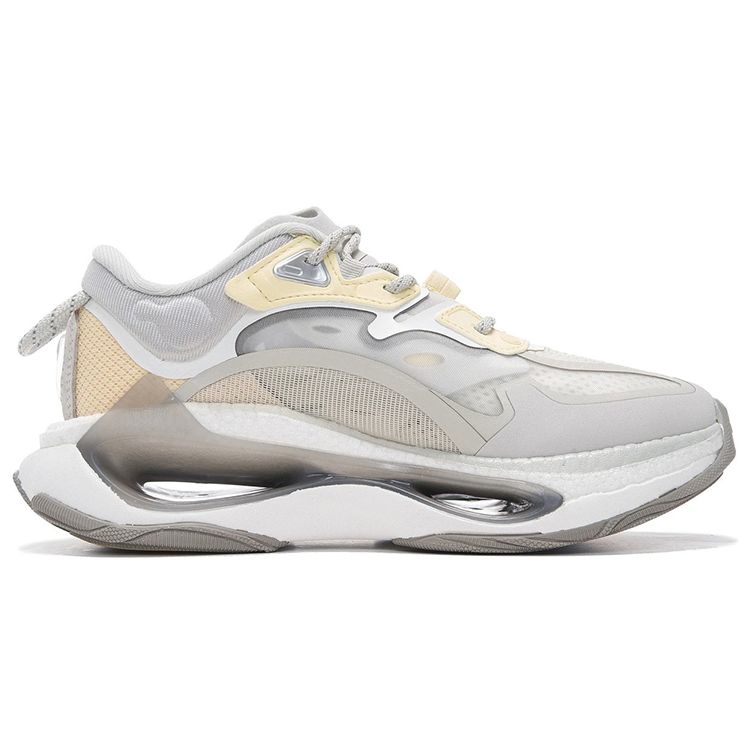 Li Ning Beyond Infinity Lightweight Slip-Resistant Durable Casual Sneakers Women Sneakers Light-Yellow Gray AZGS054-2
