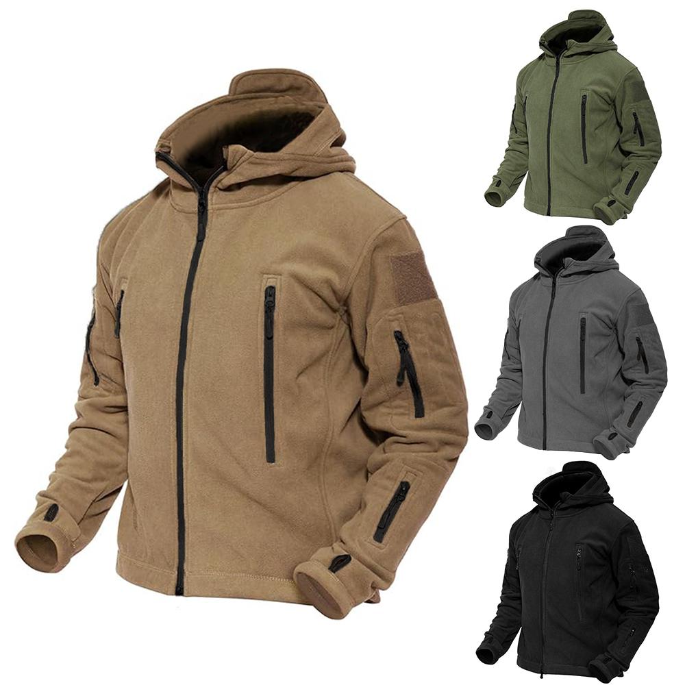 Fall Men's Jacket Coats Outdoor Fleece Casual Top Men's Outdoor Hiking Tactical Hooded Zipper Jacket