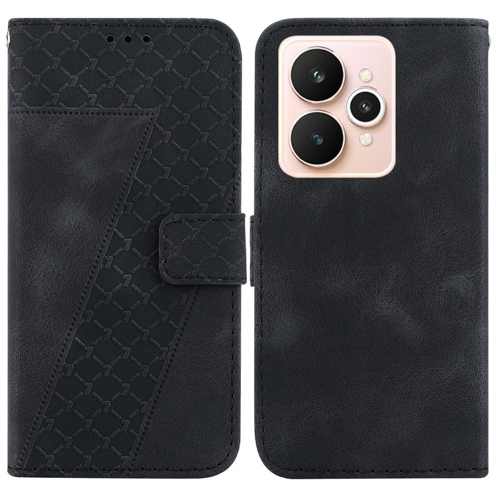 For Realme 15 Pro 5G/15 5G Stand Case 7-Shaped Pattern Imprint Leather Phone Cover with Strap