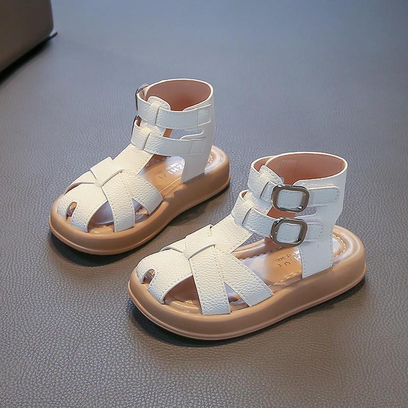 Summer Children Roman Sandals for Girls Fashion Soft Bottom Anti-slippery Versatile Princess Beach Shoes
