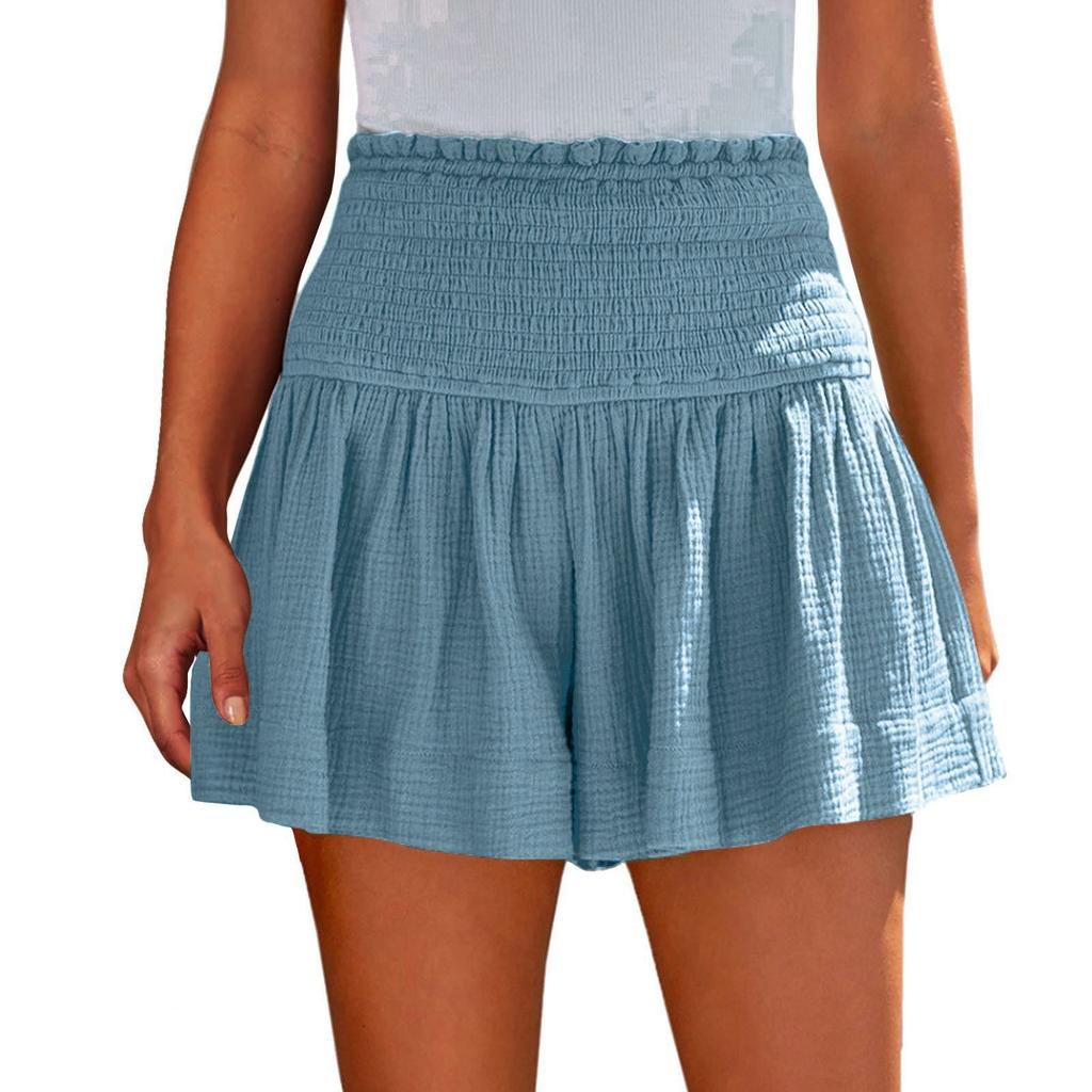 Ladies Casual Large Solid Color Breathable Fashion Wide Leg Shorts