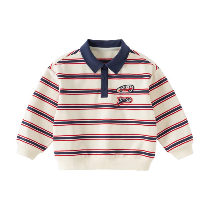 DAVE & BELLA Boy's Striped Polo Sweatshirt