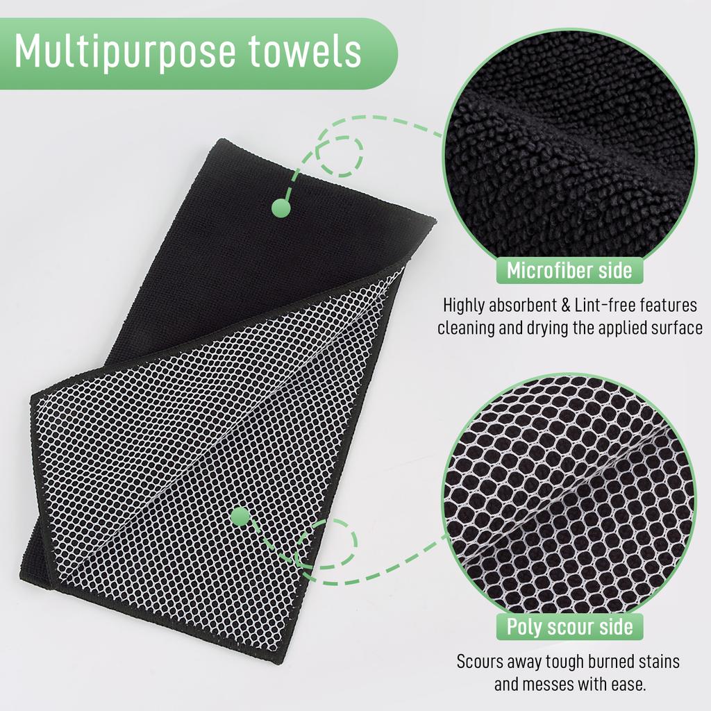 Sinland Супервпитывающая салфетка из микрофибры для мытья посуды Лучшие кухонные тряпки Чистящие салфетки с полиабразивной стороной 12 дюймов x 12 дюймов 5 штук