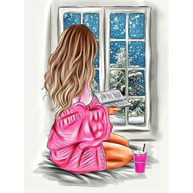 Diamond Mosaic Girl Full Round Diamond Painting Cross Stitch Kit Diamond Embroidery New Arrival 40*50cm