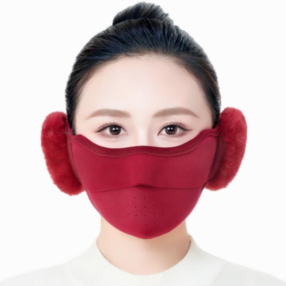 2-in-1 Fleece Winter Mask Breathable Riding Mask Thermal Earmuffs Mask for Autumn and Winter
