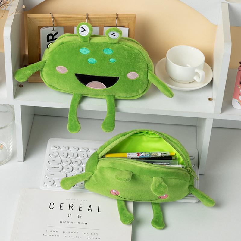 1 шт. настольный органайзер большой рот лягушка ручка сумка большой емкости косметичка пеналы плюшевые молнии канцелярский мешок для школы и офиса
