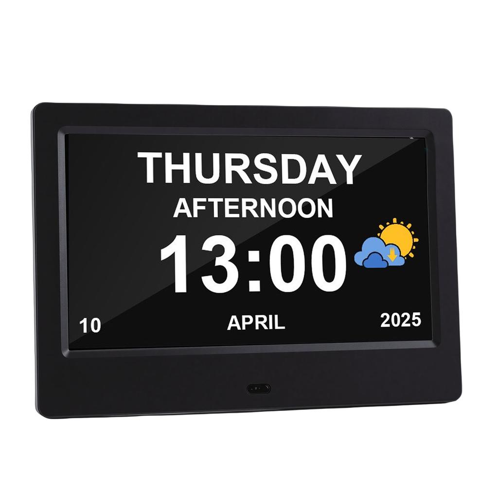 7 Inch Digital Calendar Clock Power Out Memory Auto Dimmable Video Image Playback Calendar Clock with Reminders 12