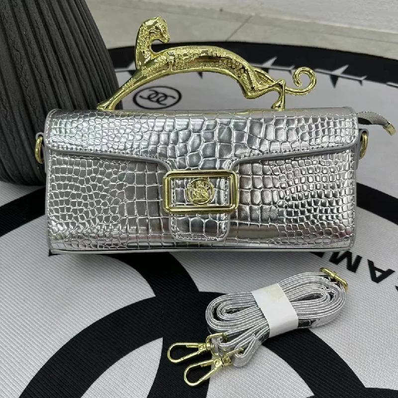 Роскошная лакированная кожа крокодиловый камень узор женская сумка через плечо ретро фурнитура модная сумка леопардовый металл