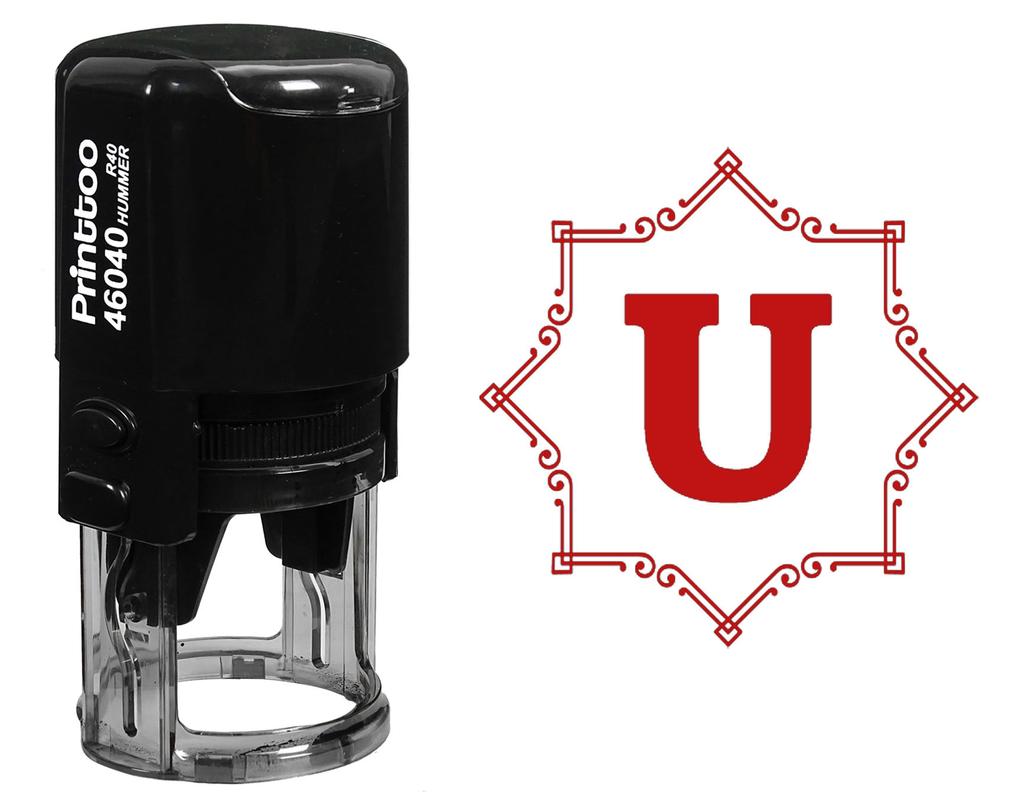 Printtoo Octagon Celtic Swirl Frame U Alphabet Monogram Initial Self Inking Rubber Stamp R-40 Office