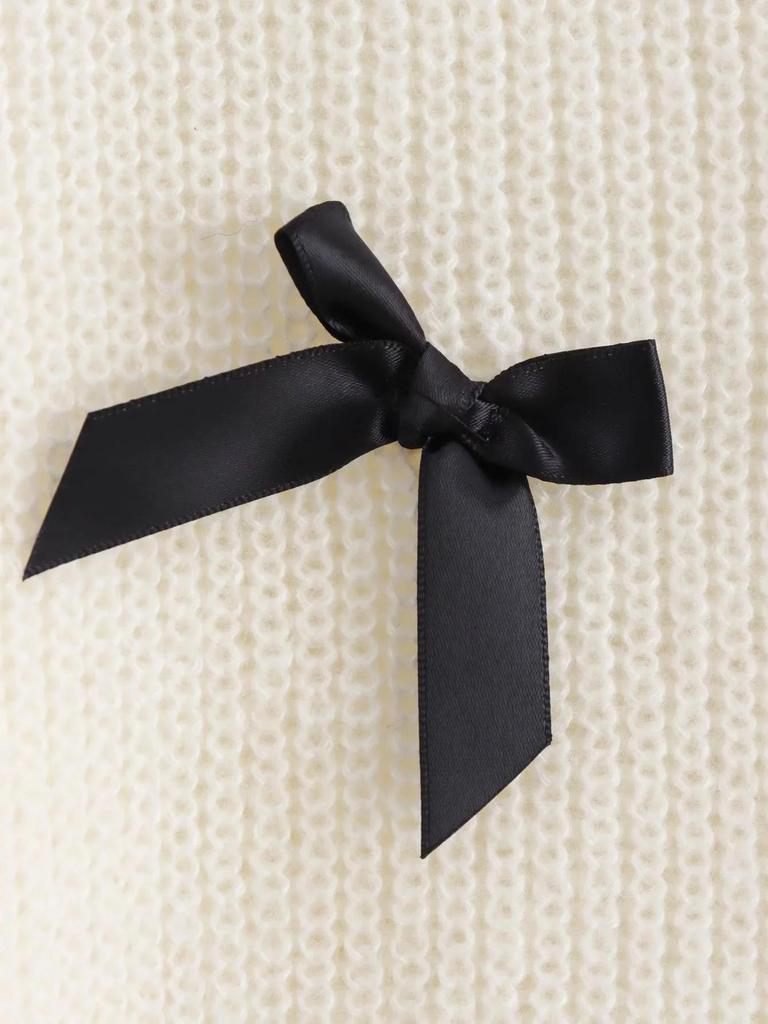 2025 Весна/Лето Женский Повседневный Однотонный Свитер с Круглым Вырезом и Коротким Рукавом-Фонариком