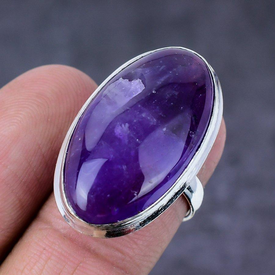 Amethyst Gemstone Handmade 925 Sterling Silver Gift Jewelry Ring Size 6 W6w44