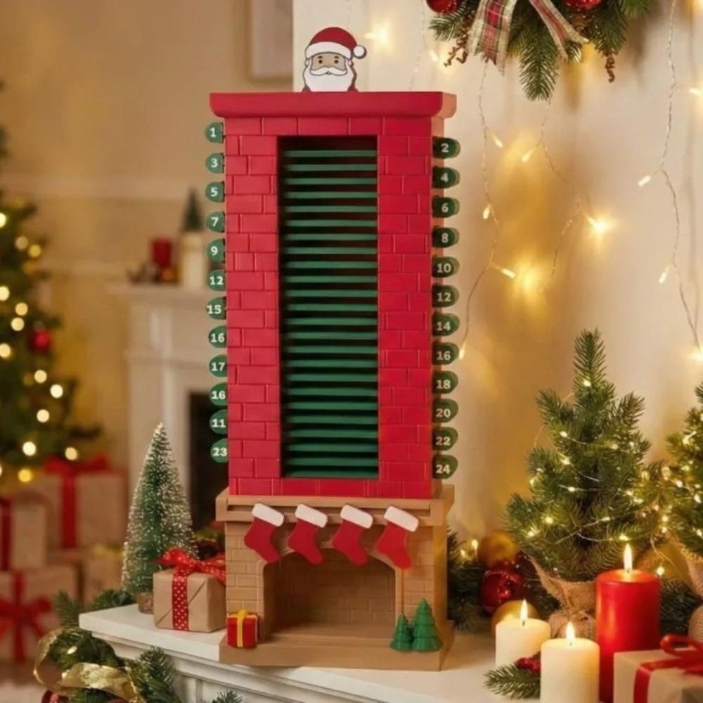 Plastic Santa Chimney Countdown Calendar Pull Slider 24 Day Xmas Countdown Living Room