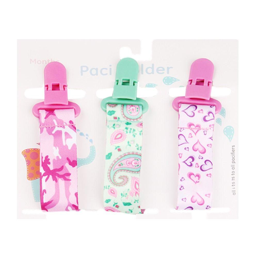 3PCs Soother Holder Dummy Clips Cartoon Print Child Pacifier Clips Nipple Holder  Infants