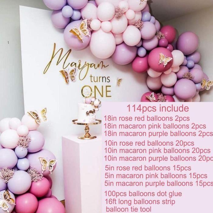 Guirlande de Ballons - Non spécifié - 114 pcs - Rose Rouge Violet - Latex - Décoration Fête