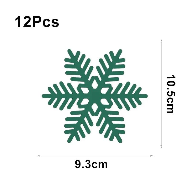 12 шт. Рождественские фетровые подставки под тарелки в форме снежинок, противоскользящие подставки под чашки, красные подставки под тарелки для стола, кухонные подставки под миски, домашний рождественский новогодний декор