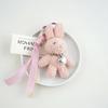 Silver Heart Plush Bag Pendant Bow Ribbon Rabbit Plush Doll Rabbit Doll Charm  Bag Decoration