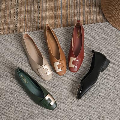 Французский низкий каблук квадратный носок неглубокий носок одиночные туфли женские мягкие туфли на плоской подошве Design Sense Zapatos De Mujer черные рабочие туфли