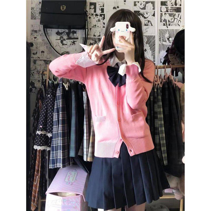 Японский вязаный кардиган JK - однотонный свободный свитер свободного кроя в стиле кампуса на осень/зиму, униформа JK