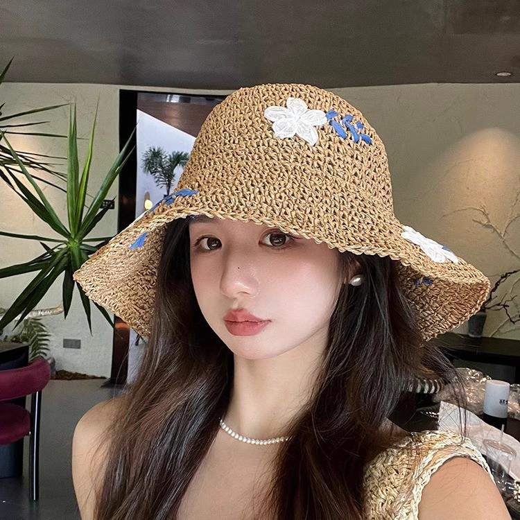 Women's Large Brim Foldable Breathable Straw Sun Hat for Summer Travel & Vacation