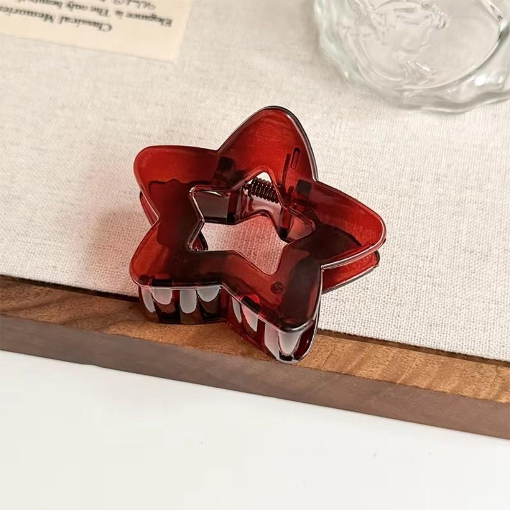 Plastic Star Hair Claw Clip Hollow Hair Accessories Vintage Coffee Hairpin For Women Girls