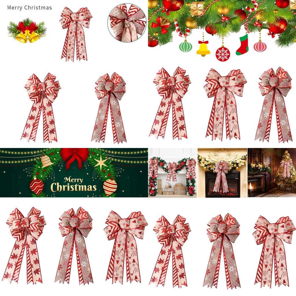 Festive Christmas Wreath Double Bow For Indoor And Outdoor Decorations