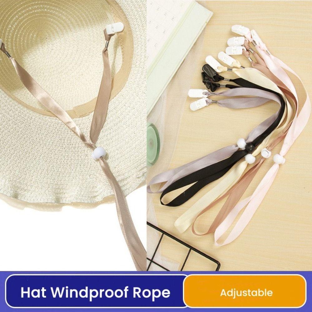 Anti-Lost Windproof Hat Strap Silk Ribbon Hat Chin Cord Portable Hat Windproof Rope Hat