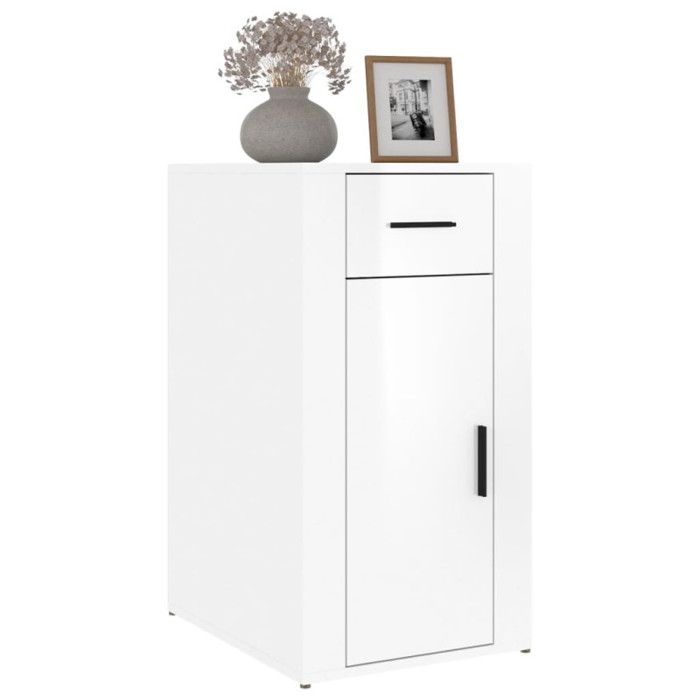 816794 vidaXL Office Cabinet High Gloss White 40x49x75 Cm Engineered Wood