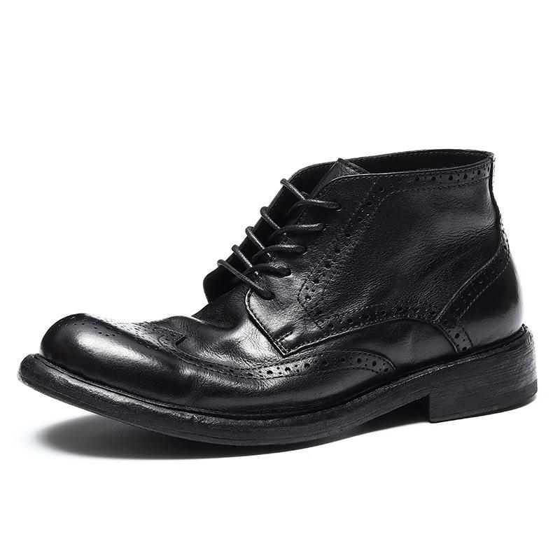 Ботинки мужские из натуральной кожи на подошве Goodyear, ретро британский стиль, новая мода, из коровьей кожи, высокие