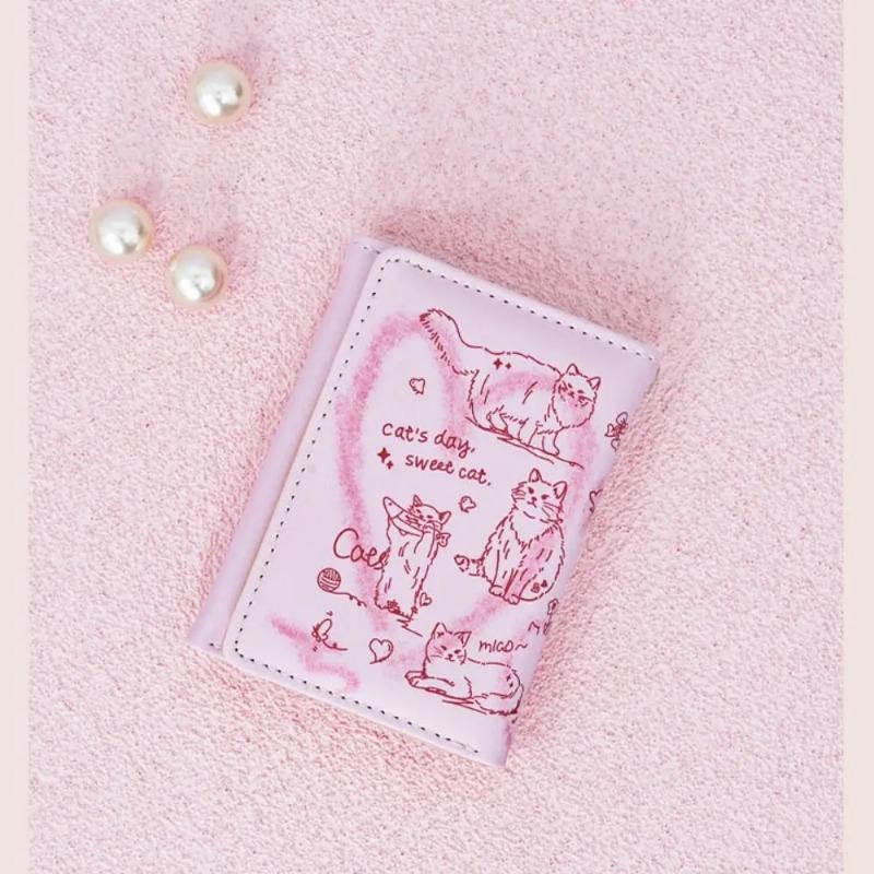 New Women Wallets Female Leather Purses Card Holders Graffiti Cat Portable Coin Purse Large Capacity Money Bag