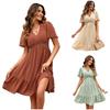 Spring and Summer New Women's Clothing, Fresh V-neck Ruffled Sleeve Dress Women