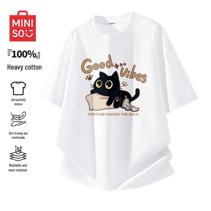MINISO Американская модная хлопковая футболка с коротким рукавом, плотный хлопок