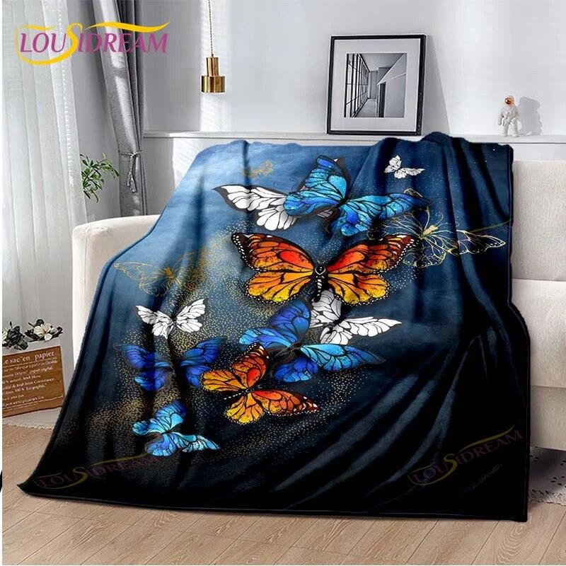 Одеяло с бабочкой, легкое мягкое плюшевое фланелевое одеяло для дивана, дивана, одеяло для пикника, одеяла для кроватей