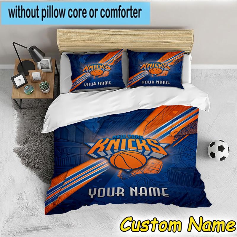 3pcs Custom Name Knicks Logo Bedding Set Includes 1 Duvet Cover & 2 Pillowcases for All Seasons Dormitory Home Decor Christmas gifts